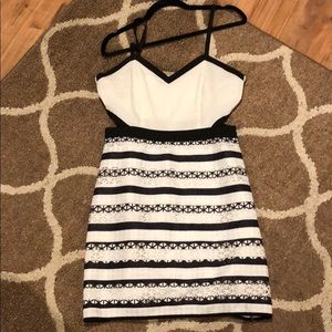 Boutique dress size L cut out black & white dress